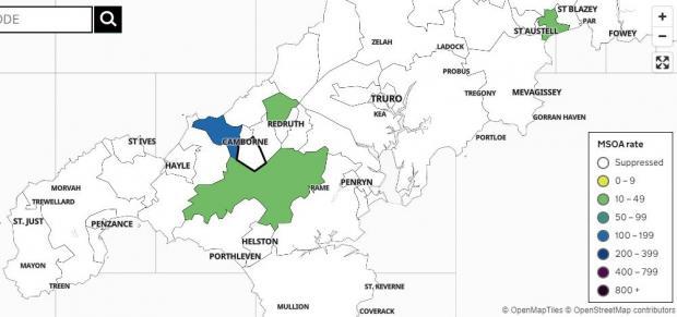 Cases in West to Mid Cornwall